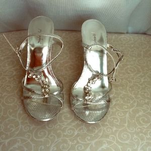 Silver 4" rhinestone stilettos