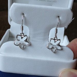 Na Hoku Sterling Silver Floating Plumeria Earrings