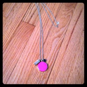 Gold chained necklace with pink pendant