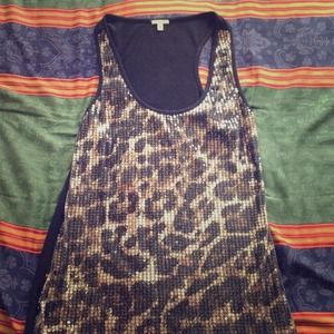 Black sequin leopard print party dress