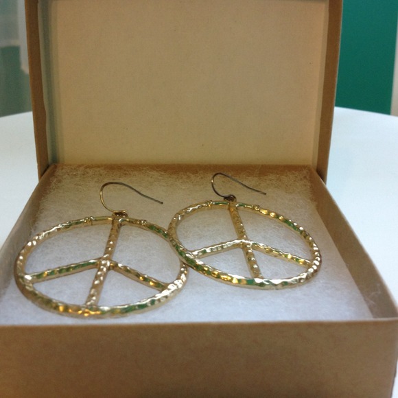 Gold peace sign earrings