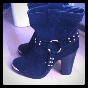 Black suede cowboy boots