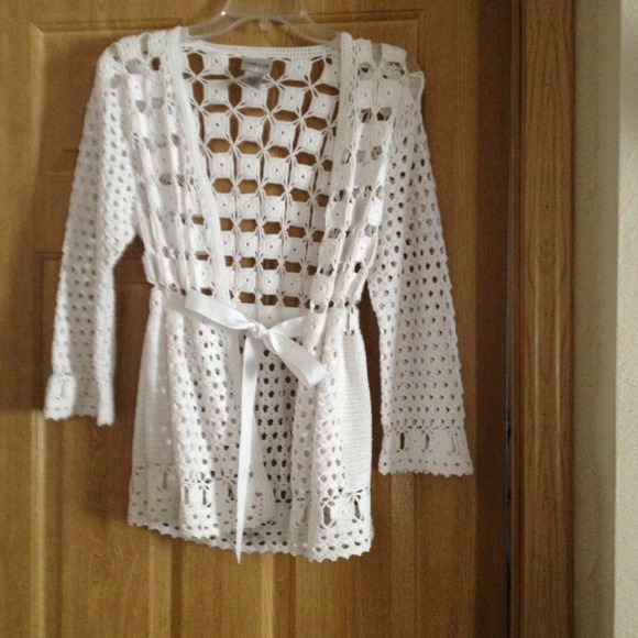 Chico's white crochet cardigan size 1
