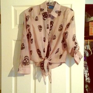 Brand new sheer beige skull shirt