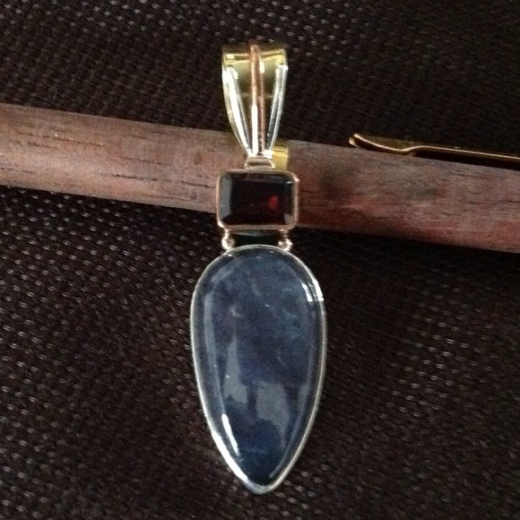 Iolite and Garnet Pendent~Reserved for kiss2khris