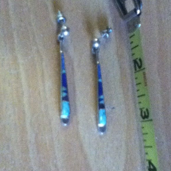 Vintage Navajo .925 Turquoise inlay post earrings - Picture 1 of 3