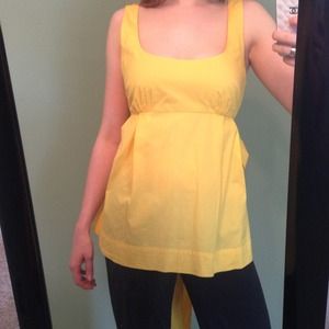 Anthropologie Canary Yellow Bow back Top