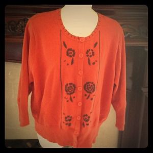 Torrid 2x cardigan orange and brown embroidery