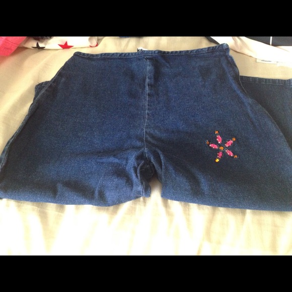 Girls denim stretch capris