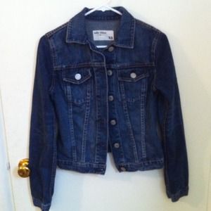 Dark Blue Long Sleeve Denim Jacket