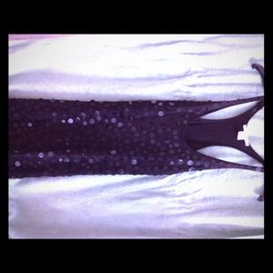 Stretchy black sequenced dress