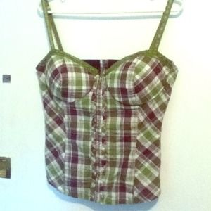 Plaid green summery tank top/boustier