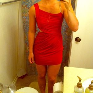 Burnt orange BeBe dress