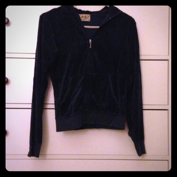 Navy blue juicy velour zip up hoodie