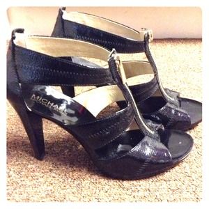 Black Michael Kors Berkley T Strap Heels