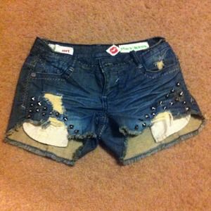 High low studded detail cut offs