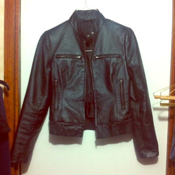 Black real leather jacket
