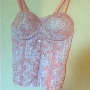 Pink patterned tank top/boustier