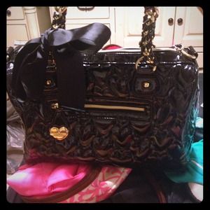 Black Betsey Johnson quilted hearts purse