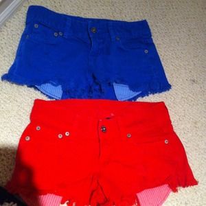 Super Cute Red and Blue Jean Shorts
