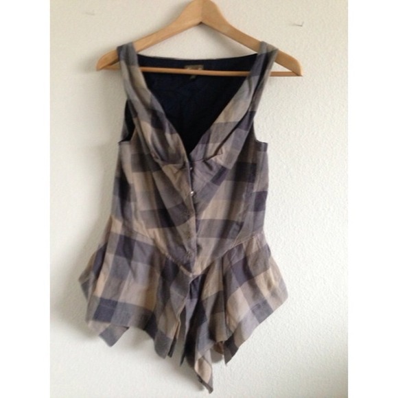 Anthropologie FEI beautiful plaid button top