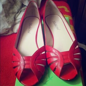 Red Madeline flats with a tiny heel
