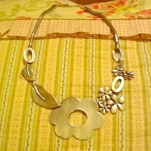 Silver plated flower necklace. Never worn!