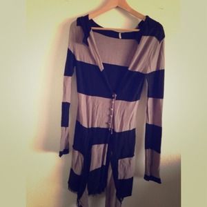 Free People Black and Lavender Striped Sweater