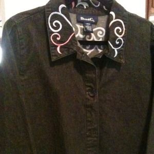 Long Black Denim Jacket/price reduced !