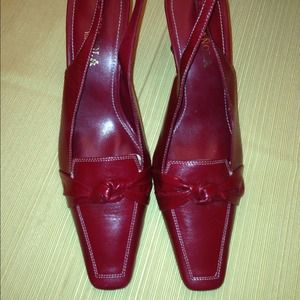 **Reduced**Red Leather Slingback Pumps *new*