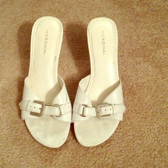 White slip on heels