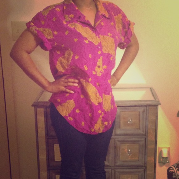 SOLD Fushia Silk Vintage Blouse