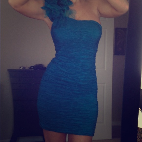 Dark teal raunch cocktail mini dress. Sz L/G