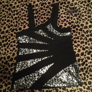 Asymmetric Silver Sequence Party Top Size Large