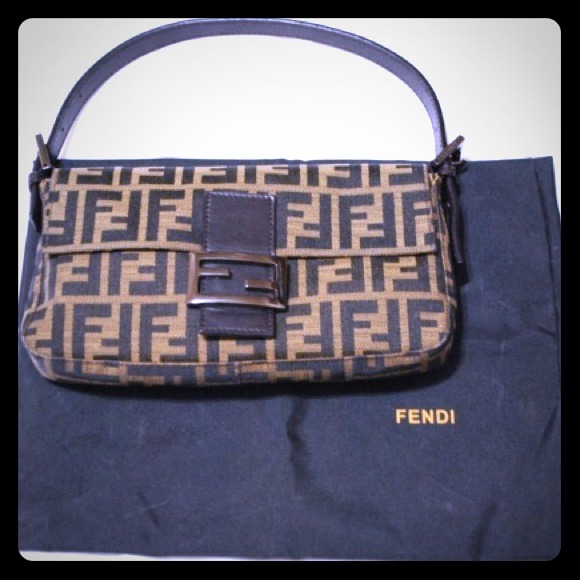 Fendi Brown Zucca Shoulder Baguette