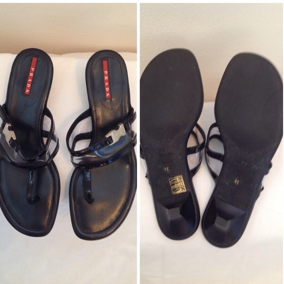Prada Shoes - 🌟REDUCED🌟PRADA Black Patent Leather ThongSandals