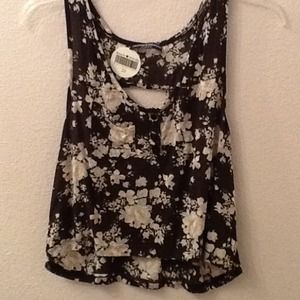 Brandy Melville Floral Tank with cutout