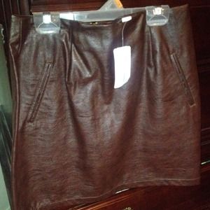 Leather brown skirt