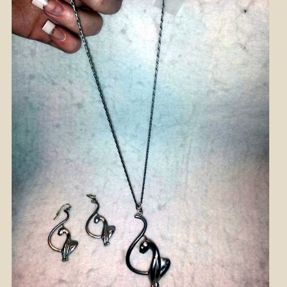 SOLD Baby Phat large silver logo necklace/earrings - Picture 2 of 4