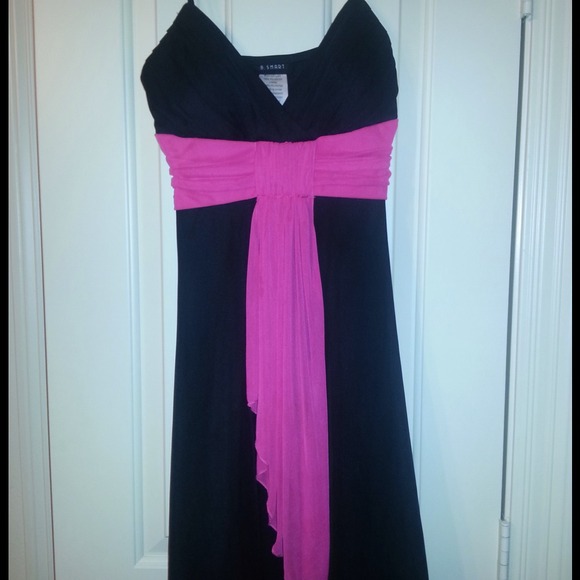 Black dress with pink accent
