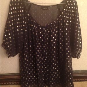 Blue and gold sheer blouse