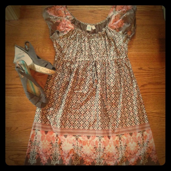 Paisley/Floral Pink and Brown Dress