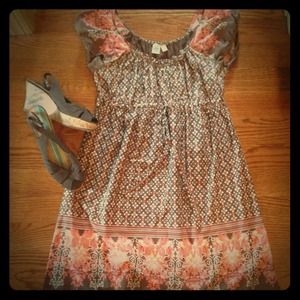 Paisley/Floral Pink and Brown Dress