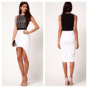 ASOS PETITE Dress Lazercut Detail, Hi Lo Hem