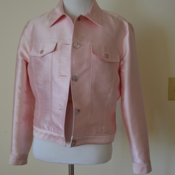 SOLD Oscar de la Renta pink silk jacket - Picture 2 of 2