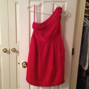 One-shoulder red dress for that holiday party!