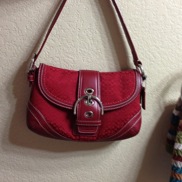 Red coach, small hobo w/adjustable shoulder strap.
