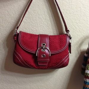 Red coach, small hobo w/adjustable shoulder strap.