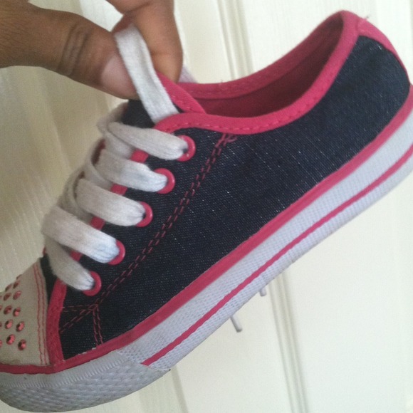 Girls pink and denim sneakers