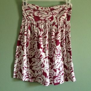 Plum and white floral print tube top